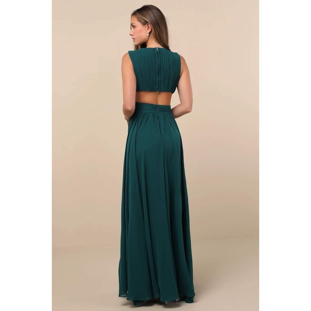 Lulus Vivid Imagination Emerald Green Cutout Maxi Dress Size Medium - Picture 4 of 11